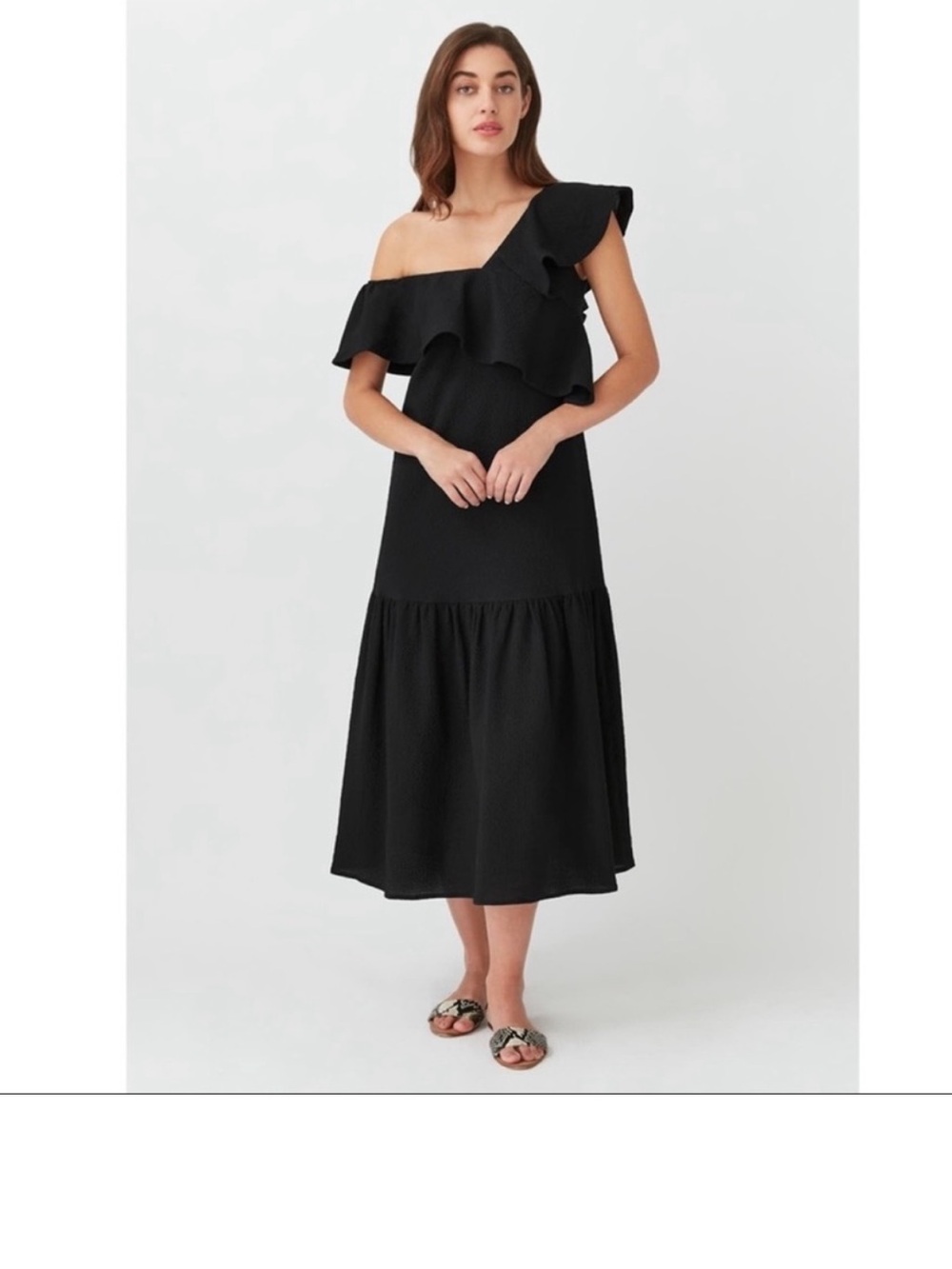 Cuyana Maxi Flounce Dress - Black; size large